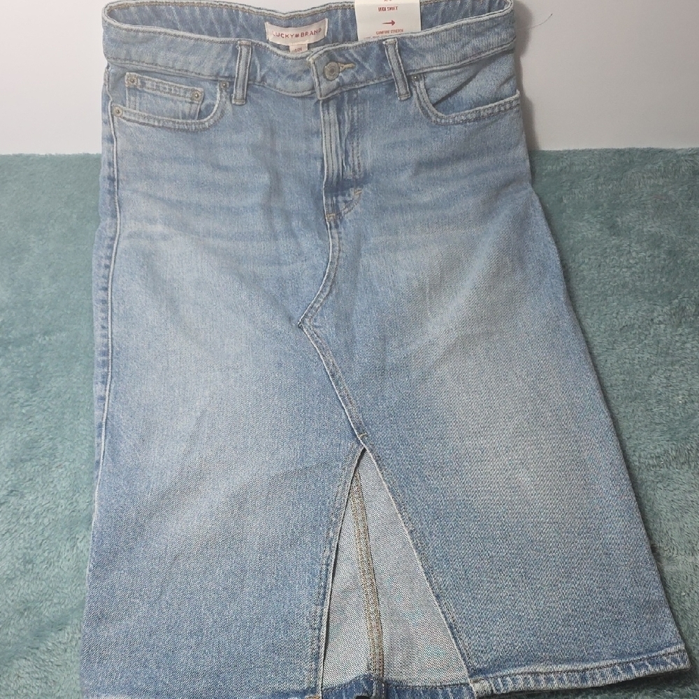 Lucky Brand Light Blue Denim Midi Skirt